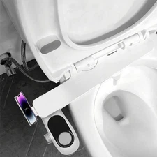 Bidet Fresh Water Spray Kit Non Electric Toilet Seat Attachment with Dual Nozzle