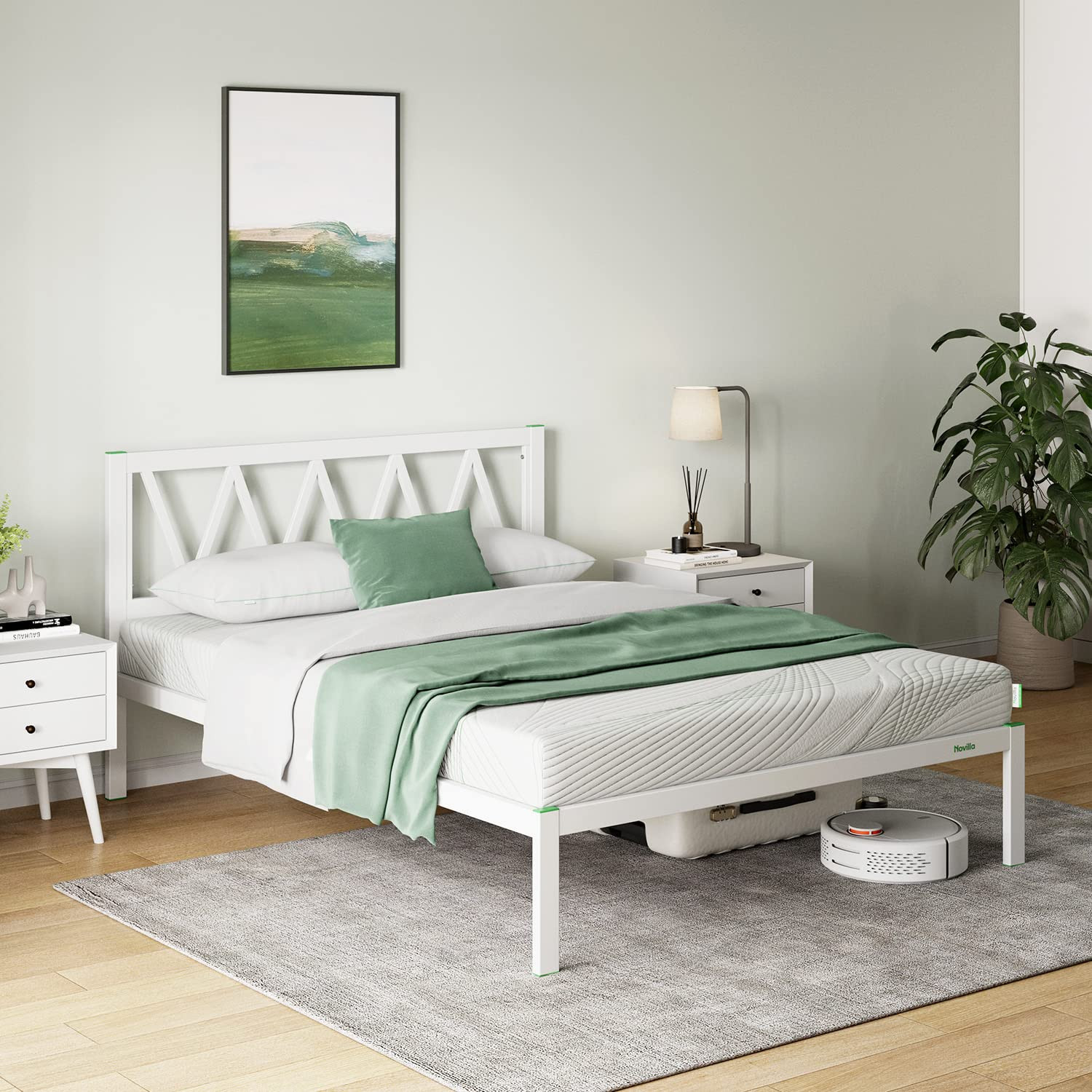 14 Inch Queen Size Bed Frame with Headboard, Platform Bed Frame No Box Spring...
