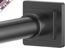 Adjustable Matte Black Shower Curtain Rod 32"-80" No Drill Stainless Steel