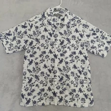 Daniel Cremieux Signature Men's Large White & Blue Floral Casual Shirt