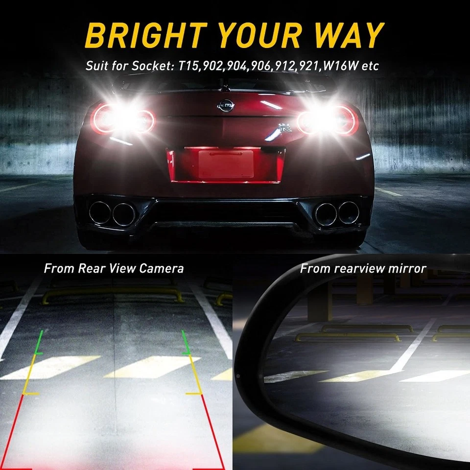 921 912 Canbus W16W Luz LED de reversa de respaldo 4000LM Bombillas para Chevy Ford 2/10x Foto 3 de 4