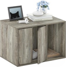 PELI 24 Inch Wide Cat Litter Box Enclosure, French Oak Grey Finish