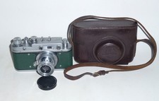 Zorki-S C Green Soviet Rangefinder camera copy LEICA 35mm INDUSTAR-22 3.5/50