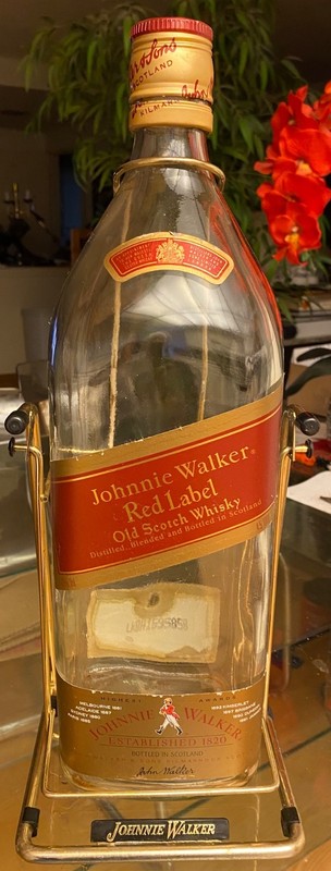 Vintage Johnny Walker Red Label 4.5L Bottle Brass Tilt Pouring Stand L.A,CA p/u