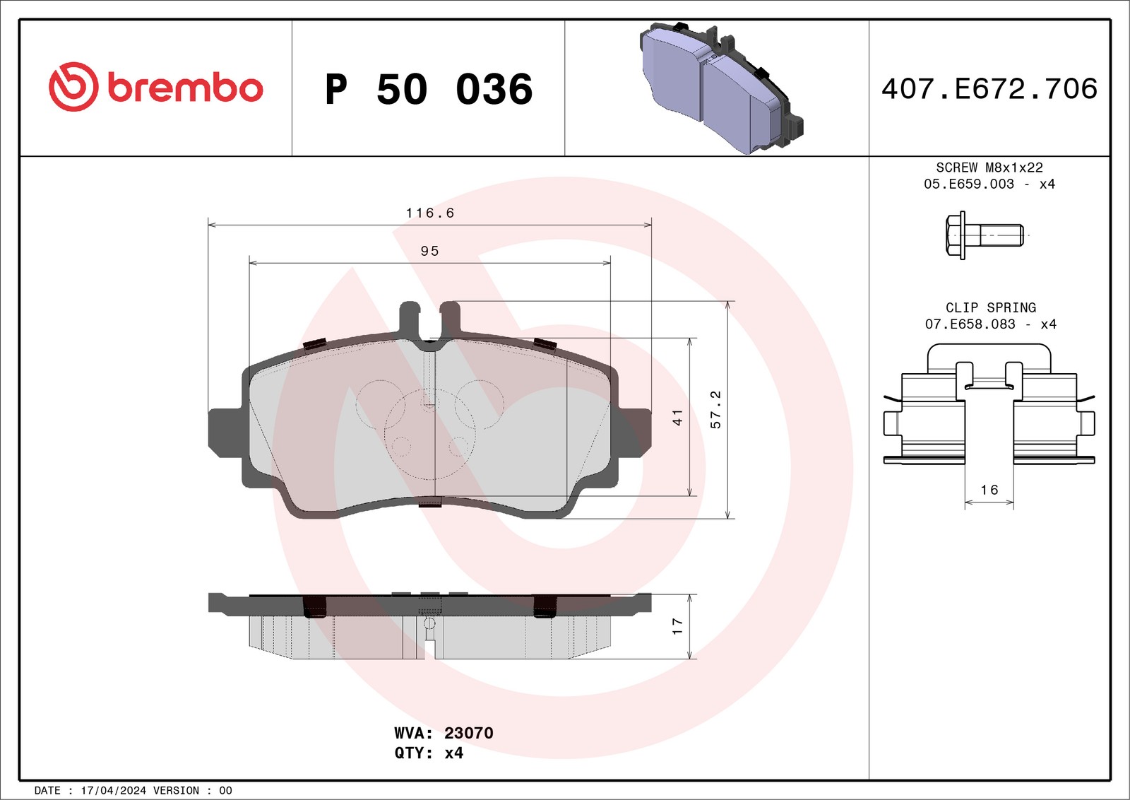 Fits BREMBO P 50 036 Brake Pad Set, Disc Brake ⭐UK Stock⭐ - Image 18