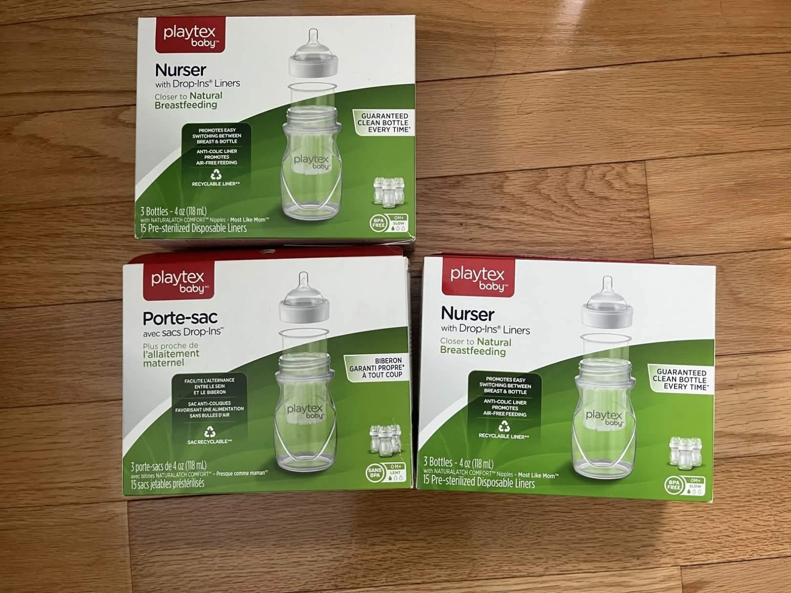 Playtex Baby Nurser Anti-Colic Bottles Drop-Ins Liners 15 Pre-Sterilized 3-Pack