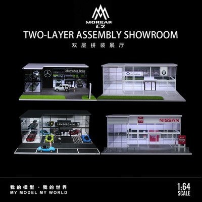 DE 1:64 Diorama Garagenmodell LED Parkplatz Szene Modell Modellauto Display Case