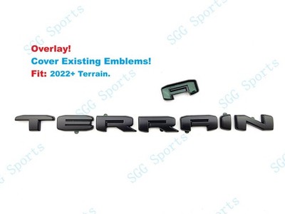 Overlay Matte Black Door Rear Tailgate Terrain Emblem Letter 2022 & Up Terrain