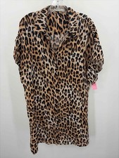 Alice + Olivia Brown Size Large Leopard Shift Knee Length Short Sleeve Dress
