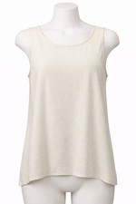 Eileen Fisher 100 Silk Tank Top Size L Ivory Sleeveless Hi Low Hem Minimalist