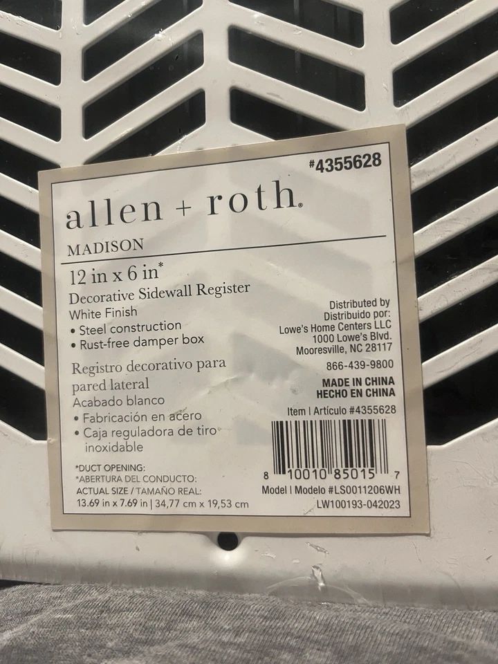 10 Piece Allen + Roth 12 in x 6 in Steel White Floor /Sidewall /Ceiling Register - Image 3 of 4