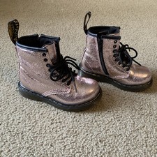 Dr Doc Martens 1460T Pascal Toddler Girls Metallic Peach/Pink Boots Size 8 Zip