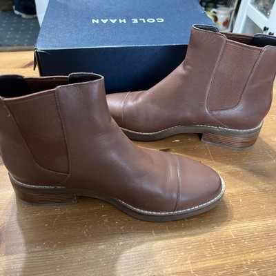 Cole Haan Mara Chelsea Boots Brown Leather Waterproof Womens Size 8B Pull On