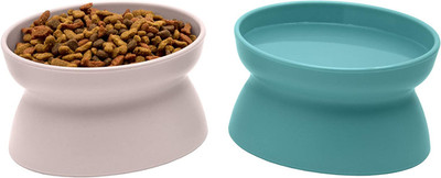 platos elevados para gatos juego de 2 comederos ceramica lavavajillas rosa azul