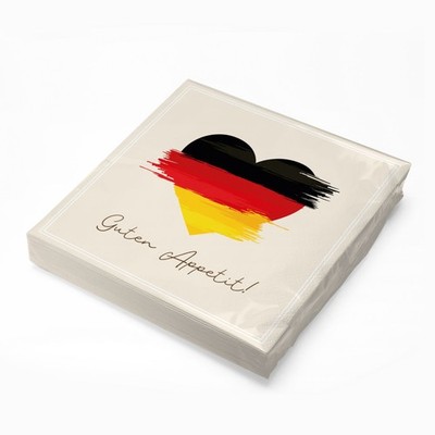 ITENGA 20x Servietten DEUTSCHLAND Flagge im Herz Design für Themen Motto Partys