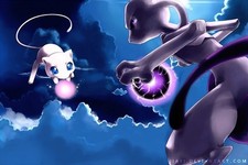 Anime pok mon mew mewtwo fighting special technique Stitched Gaming Mat Desk