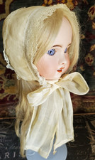 VINTAGE ORGANDY/NYLON LACE BONNET TIE STRINGS FOR COMPOSITION  BISQUE DOLLS