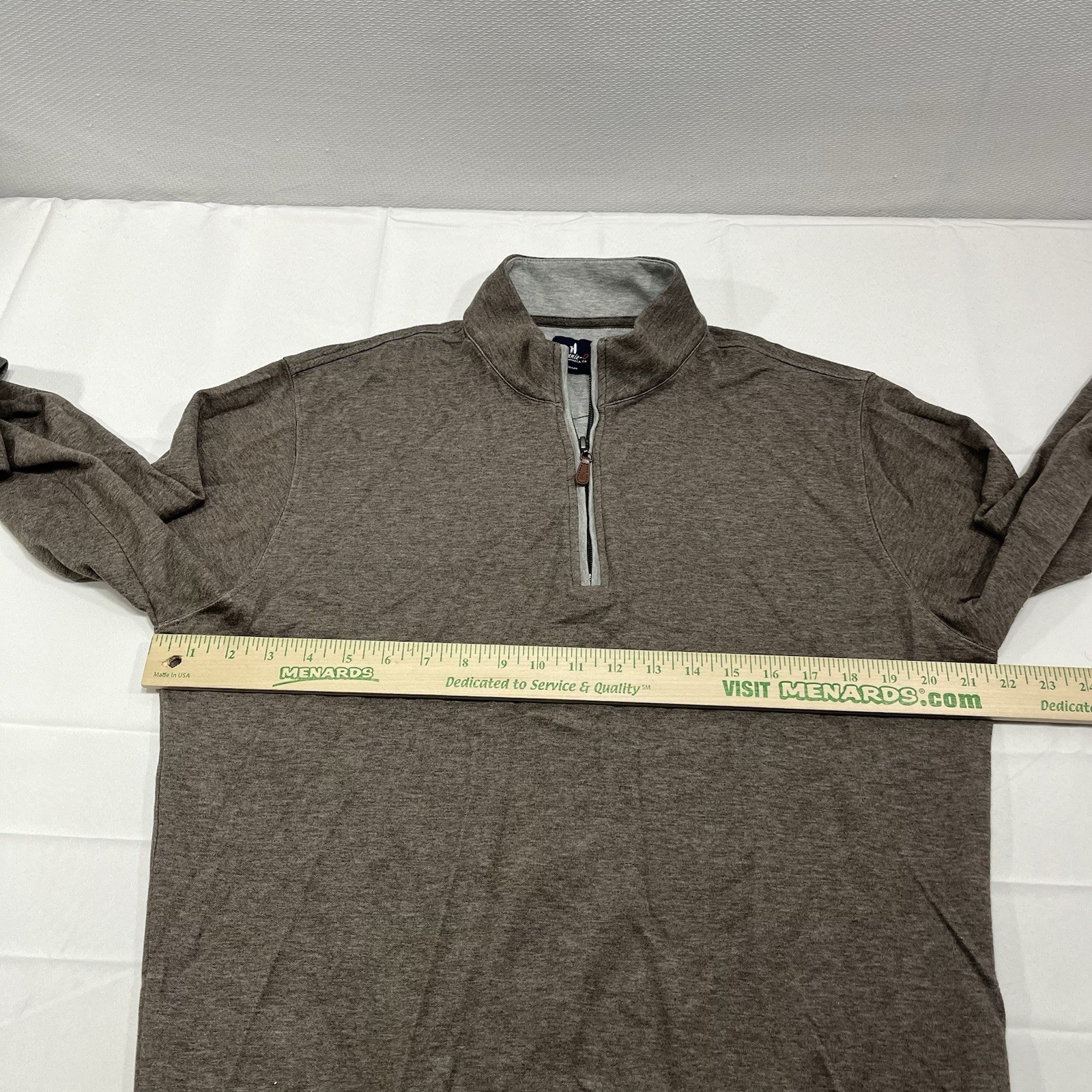 Johnnie-o Sully Solid Brown 1/4 Zip Pullover Men'… - image 4