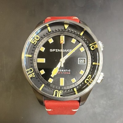 Spinnaker Bradner Automatic Black Dial Red Leather Strap Date