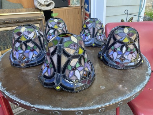 Tiffany Style Stained Glass Lamp Shade 7” W x 5” Tall, Beautiful! 5 AVAILABLE