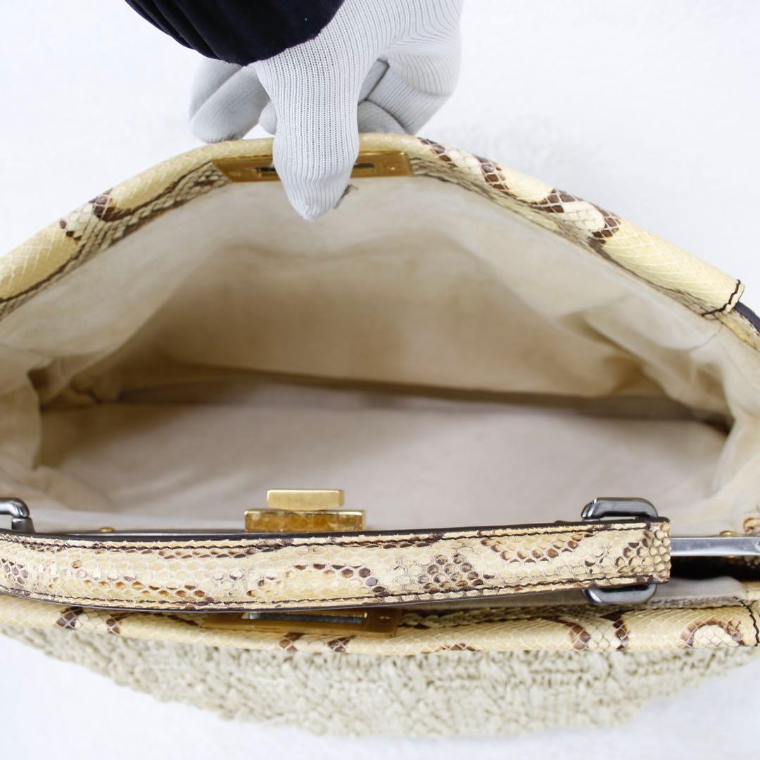 Fendi Peekaboo Straw Python Pattern Handbag 2way - image 15