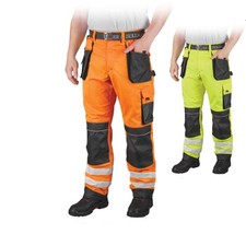 Warnschutzhose mit Reflektionsstreifen orange neon gelb Arbeitshose Warnschutz 