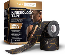 Care Science Waterproof Kinesiology Tape, Uncut 2 Rolls Copper Infused  Water R