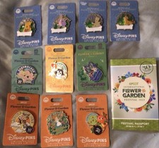 2025 Epcot Flower And Garden Festival 10 Pins Disney Pin Set LE  & Passport