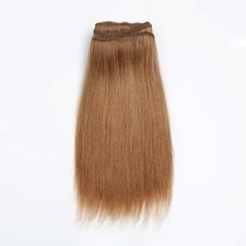 Morezmore W0030S-15 15 ft Natural Goat Doll Hair Weft Straight Caramel Brown