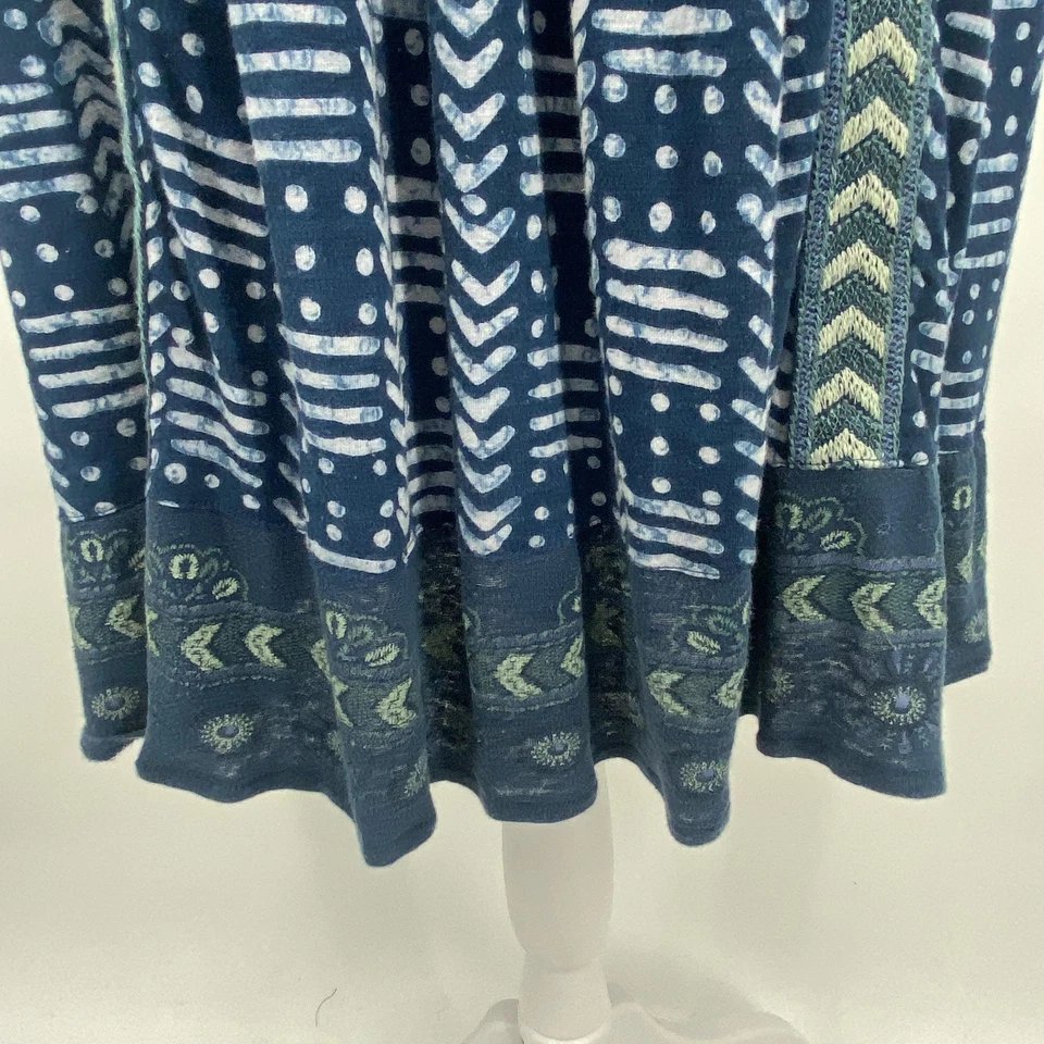 Lucky Brand Dress Womens 2X Blue Green Linen Blend Embroidered Sleeveless Boho - Image 4 of 4