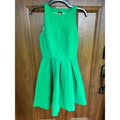 Zara Basic Women's Green Garden Party A-Line Mini Dress Pleated Skirt SZ XS
