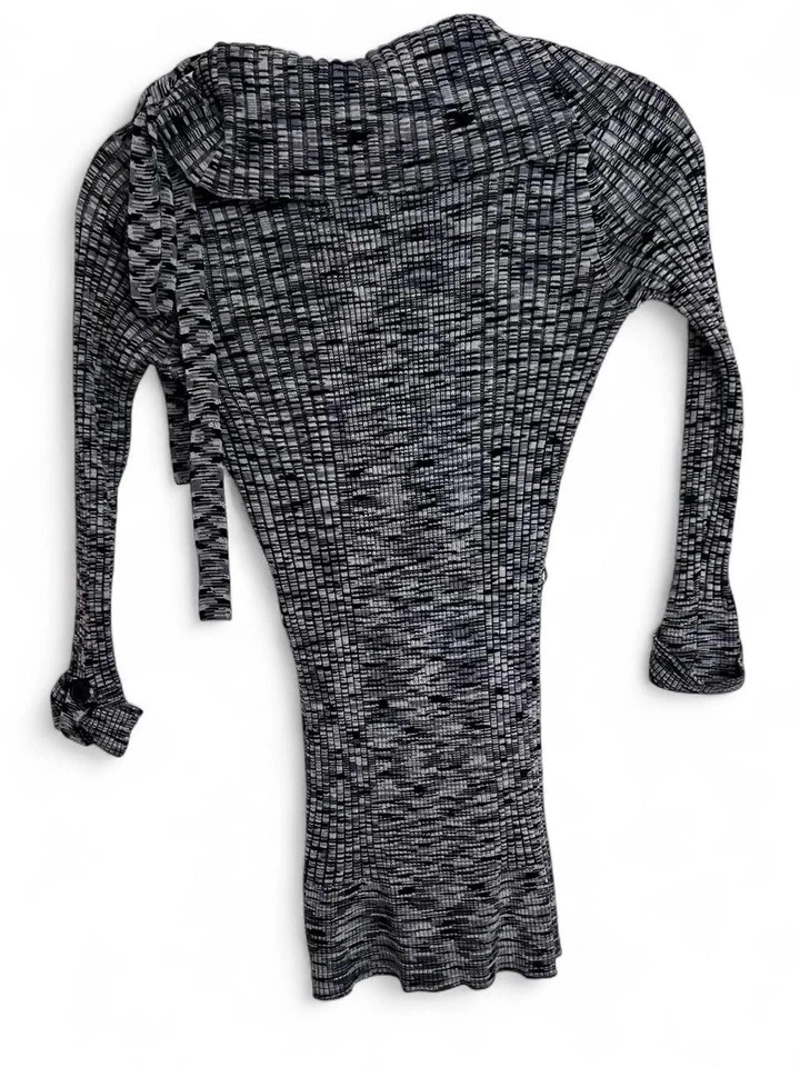 Y2K Gray Marled Cowl Neck Sweater Top Women’s Size Medium 3/4 Length Sleeves - Image 3 of 4