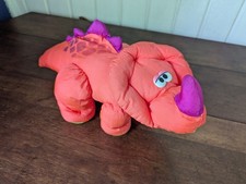 Vintage Fisher Price Puffalump Dino Roar Florescent Orange Triceratops Plush 92