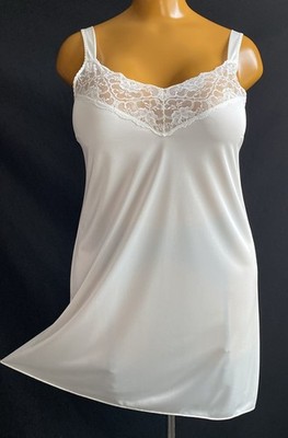 BHS Unterrock mit durchgehendem Slip, cremefarben rutschig durchsichtig Poly Nylon & Spitze, UK 16, neu Etikett