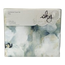 Sky Freya Inky Floral 3 Piece KING Duvet Cover Set GREEN