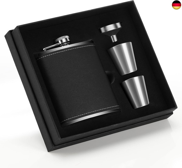 Kasanni Flachmann Edelstahl 8Oz/230 Ml Tragbar Mini Flachmann, Mit Zwei Kleinen-image