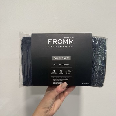 Fromm ColorSafe 100% Cotton Bleach Proof Salon Hair Towels for Hairstylists 6 Pc