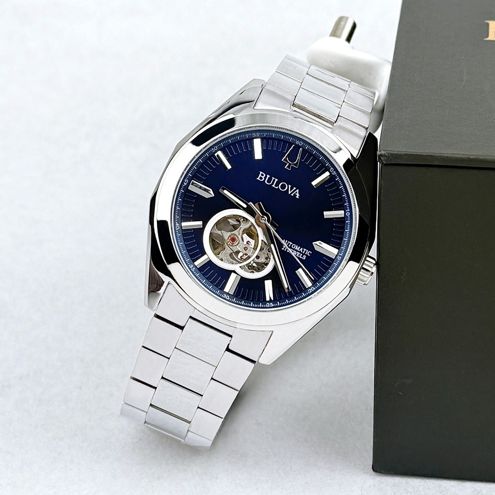 Bulova 96A275 Men's Surveyor Automatic Blue Dial Stainless Steel Watch 42mm