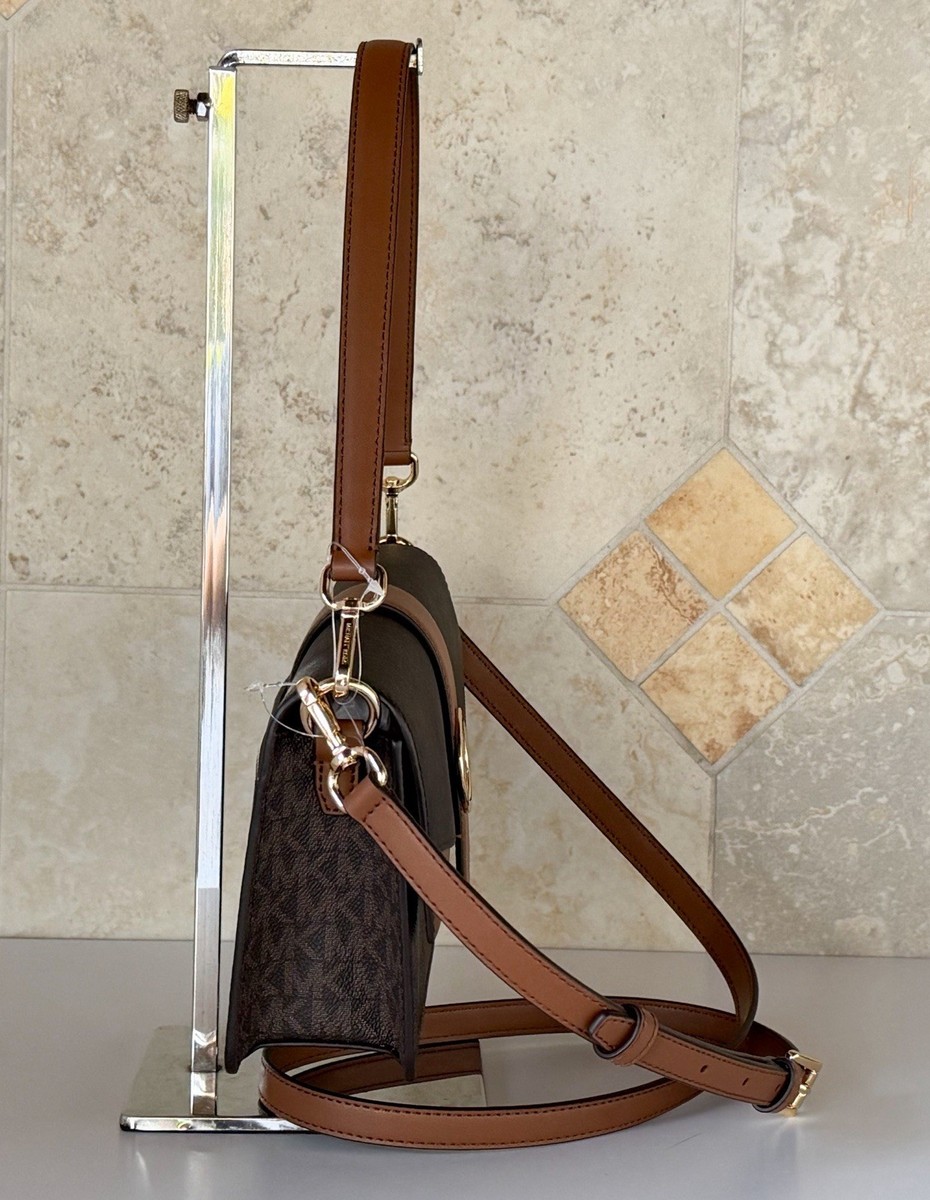 Michael Kors Greenwich Medium Flap Shoulder Crossbody Bag MK Brown