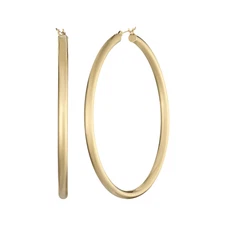 Finecraft 50 mm Polished Hoop Earrings in 14K Yellow Gold-Plated Sterling Silver