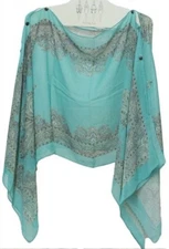 Carefree Convertible Poncho Aqua Scarf Jack & Missy Shawl Kerchief OSFA NEW