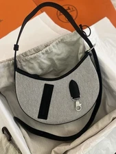 Hermes Arcon Shoulder Bag - Toile & Black Swift Leather In Neutral