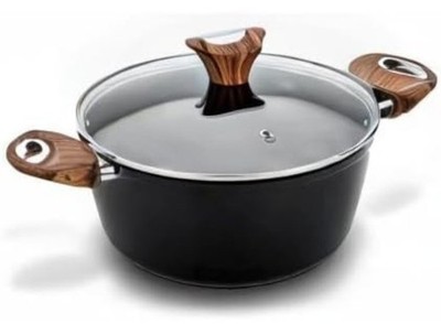 Phantom Chef 4.4 QT Stockpot w Lid Black Non-stick Ceramic Coating Stove Top NEW