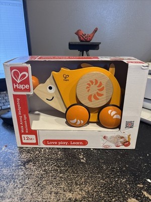 Hape Walk Pull Along Hedgehog Wooden Orange Toy Moving Back Montessori Play Baby