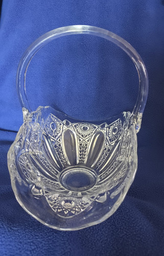 Clear Glass Decorative Basket with Handle 12in L x 7.5in W x 11in H