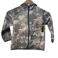 Xersion Kids Grey Camo Quick-Dri Full-Zip Hoodie Jacket XXS 4/5 F21818