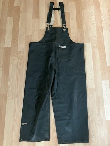 Vintage Ocean PVC Waterproof Bib Brace Over Trousers Size Small /Medium
