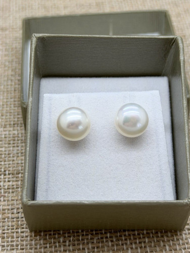 Honora Sterling Silver White 9mm Pearl Earrings New In Box