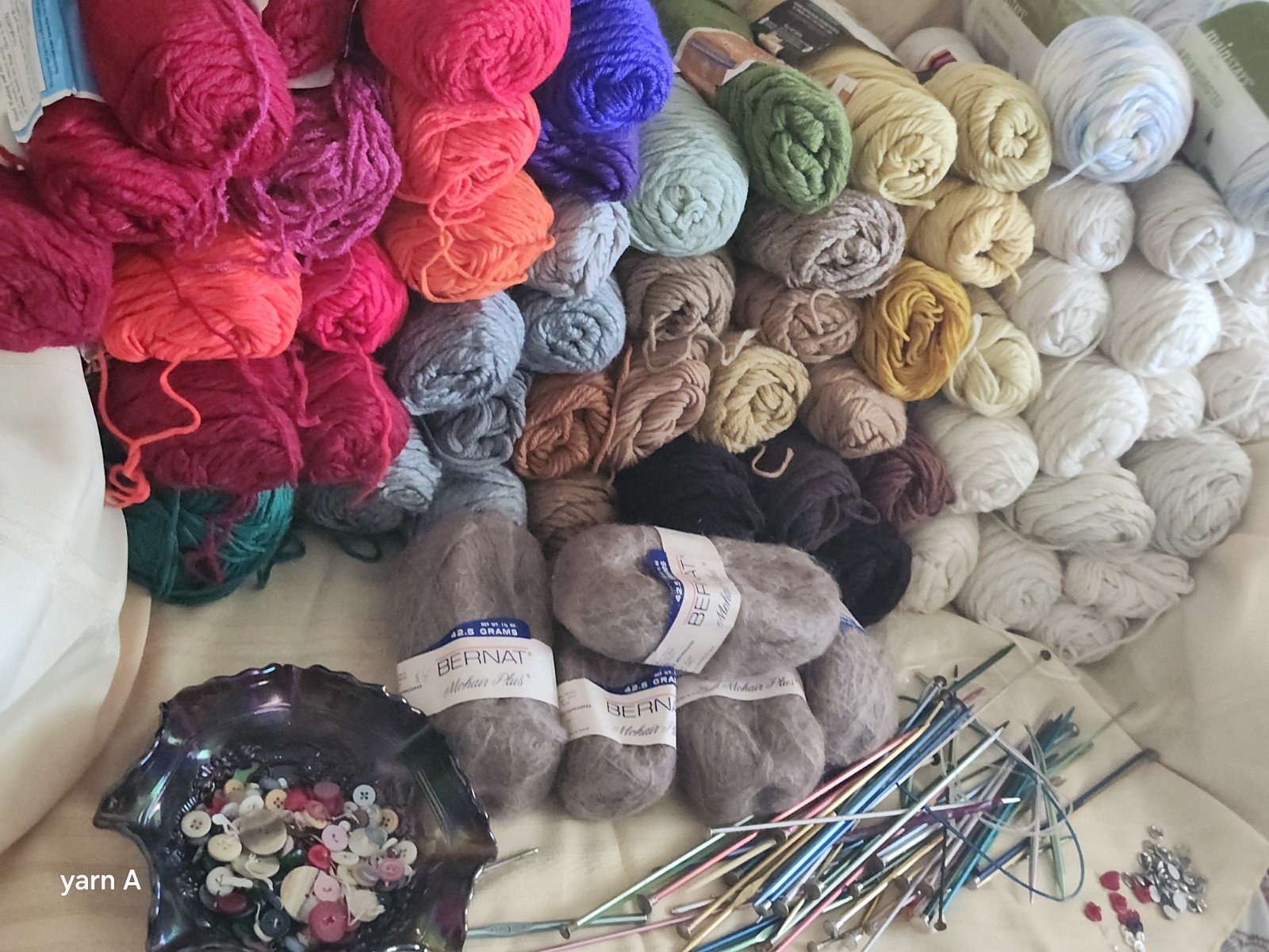Huge Vintage Acrylic Yarn Lot  Mixed Brands With Multiple Colors - second product detail image
