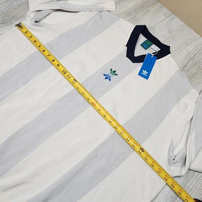 Adidas Rolling Links Long Sleeve Polo Shirt White/Grey Mens Size L